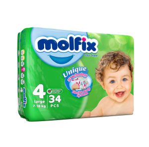 پوشک مولفیکس سایز 4 بسته 34 تایی 